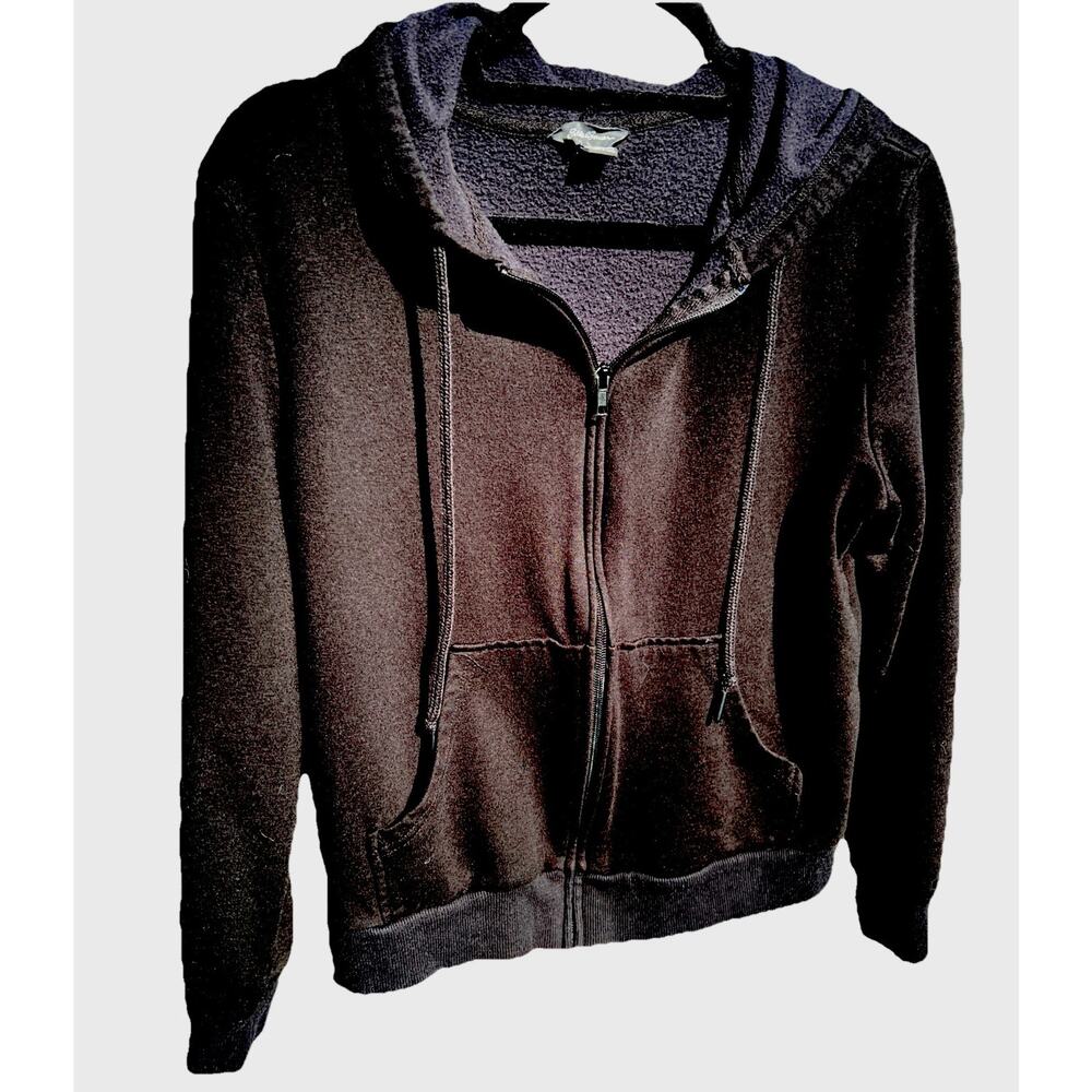 Eddie Bauer Women's MEDIUM Black Classic Zip Front Hoodie